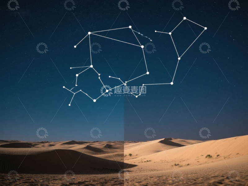 高清大图下载【趣麦麦图】沙漠夜空下的星座图
