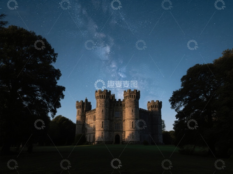 高清大图下载【趣麦麦图】夜空下的古老城堡
