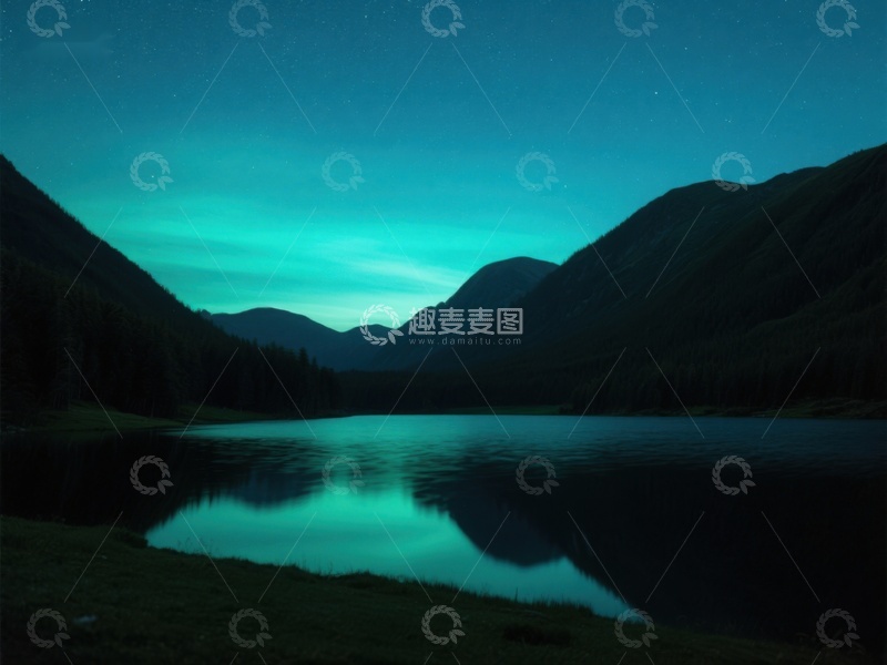 高清大图下载【趣麦麦图】夜幕下的湖光山色