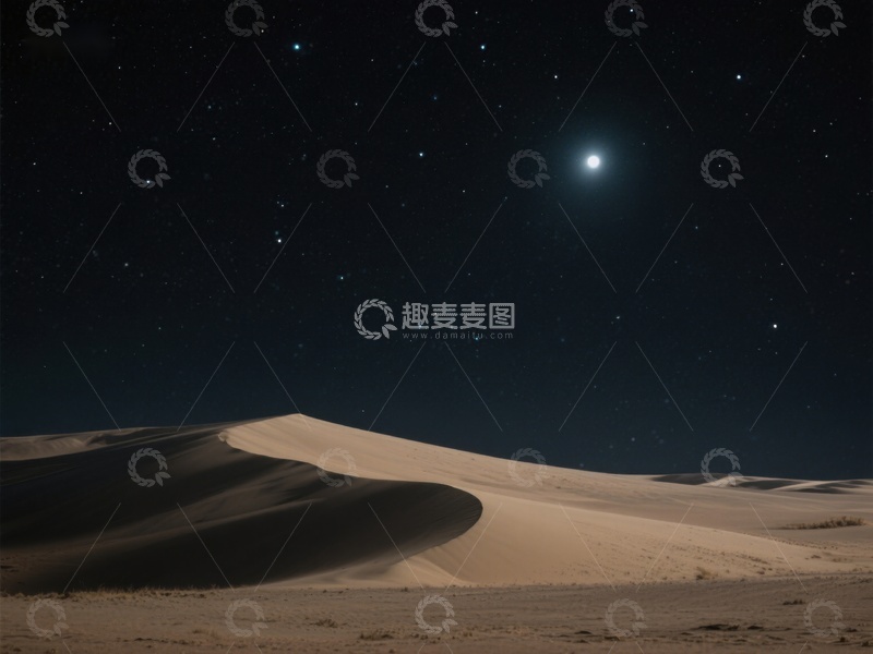 高清大图下载【趣麦麦图】夜空下的沙漠沙丘