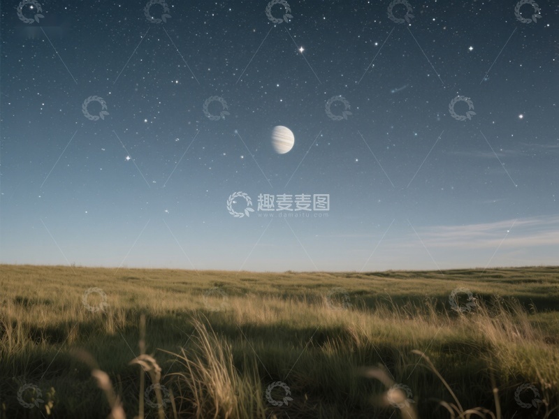 高清大图下载【趣麦麦图】夜空下的草原
