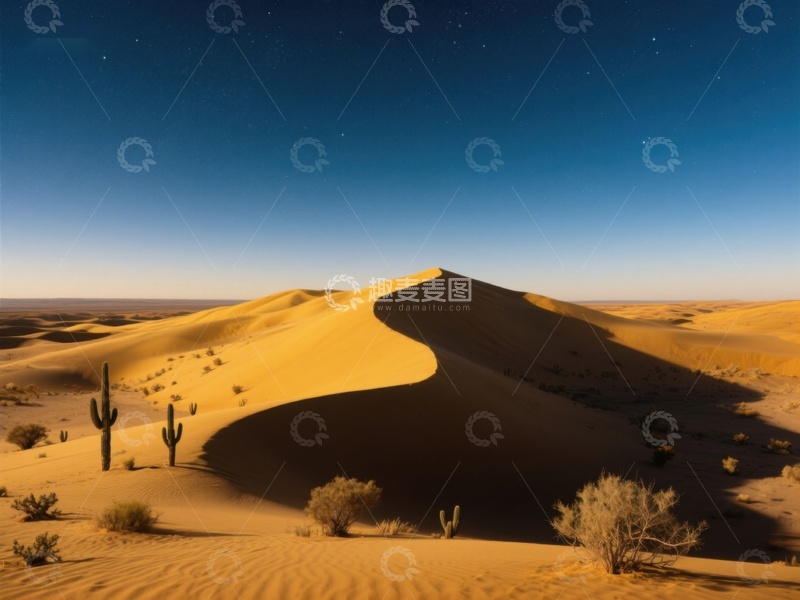 高清大图下载【趣麦麦图】夜幕下的沙漠沙丘