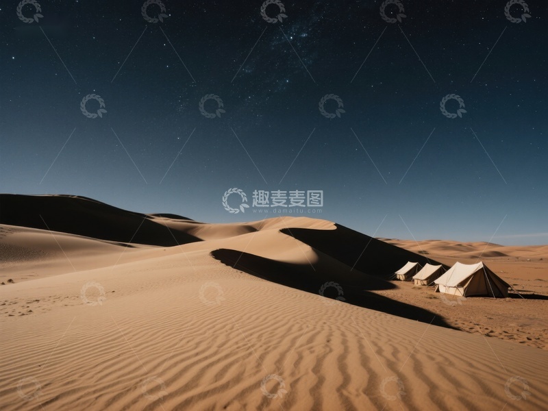 高清大图下载【趣麦麦图】星空下的沙漠露营