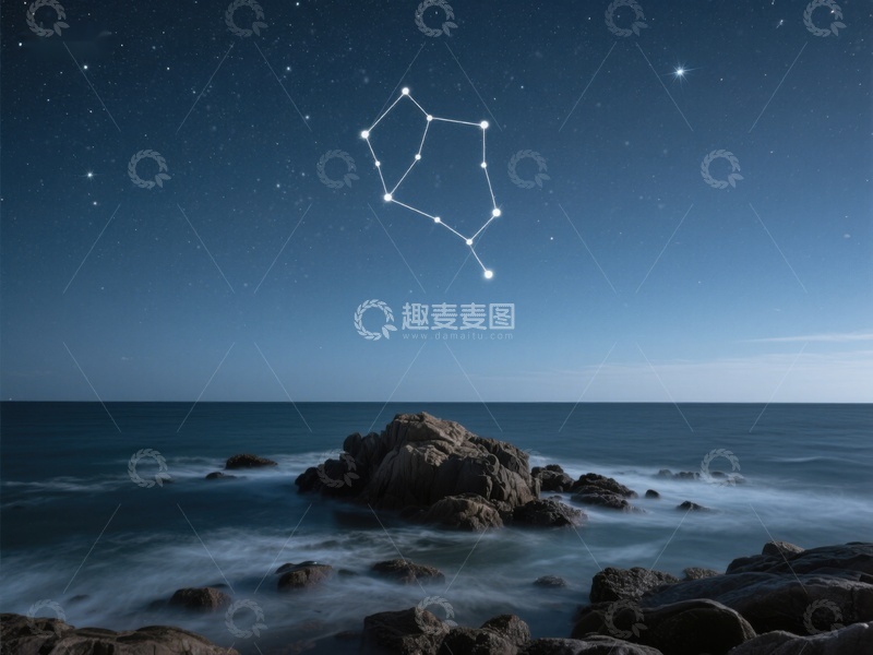 高清大图下载【趣麦麦图】夜空下的星座与海岸