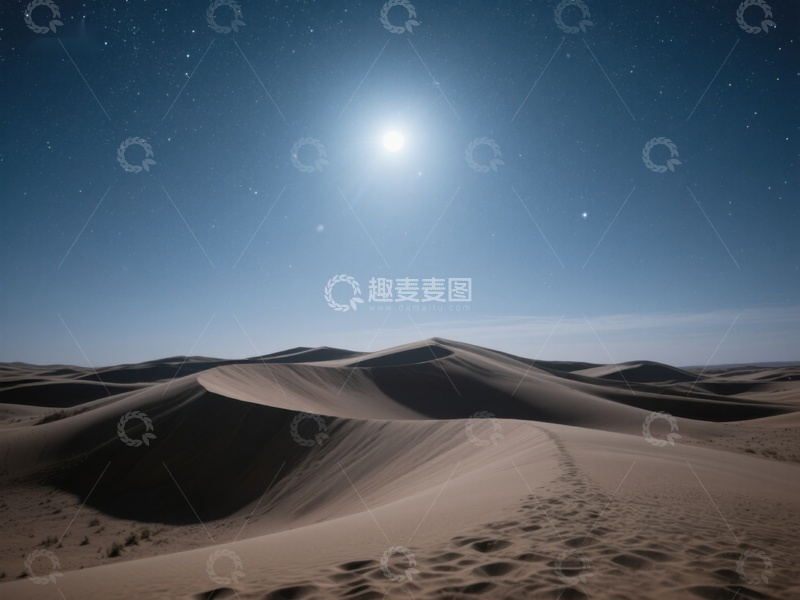 高清大图下载【趣麦麦图】月光下的沙漠沙丘