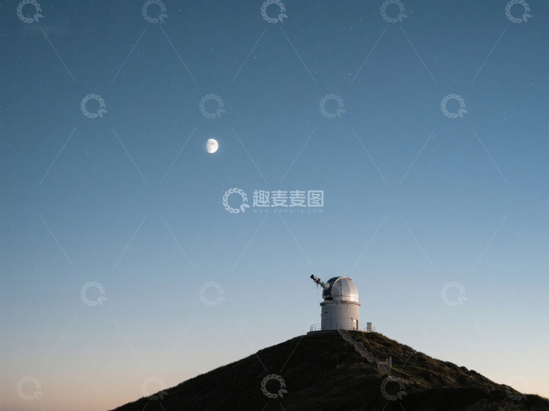 高清大图下载【趣麦麦图】月夜下的天文台