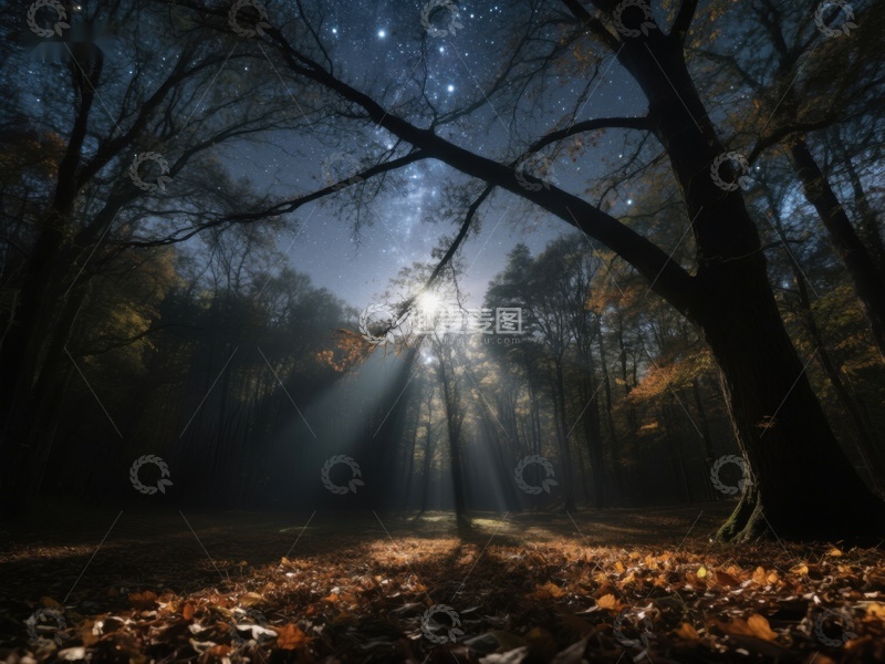 高清大图下载【趣麦麦图】星光下的森林小径