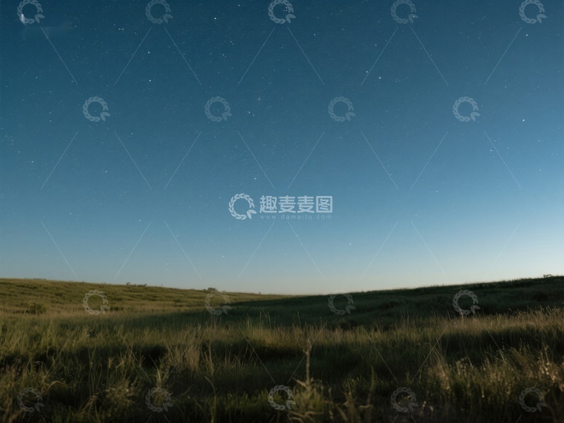 高清大图下载【趣麦麦图】夜空下的草原风光