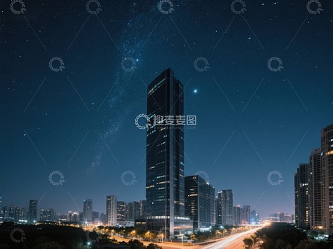 夜空下的城市高楼