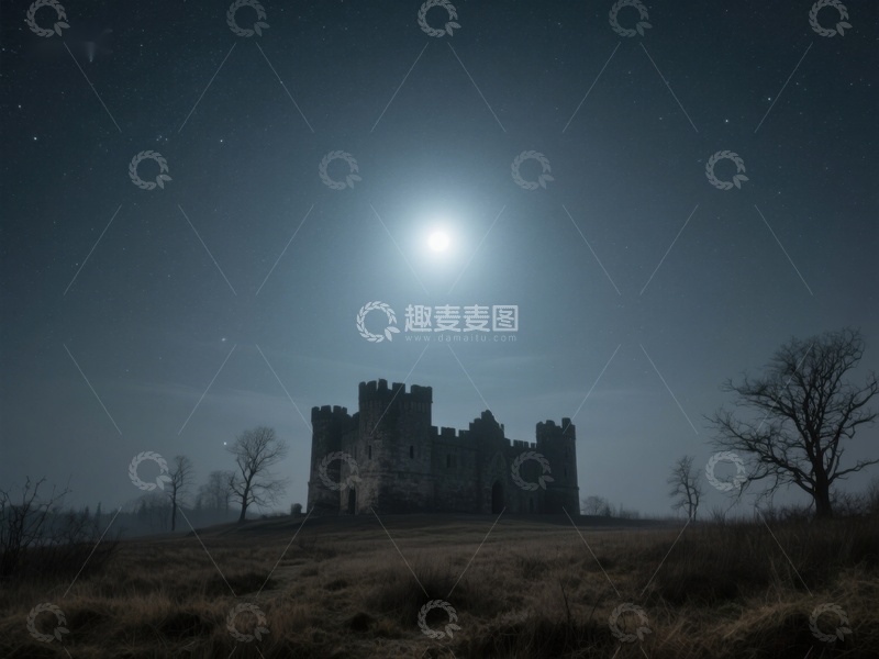 高清大图下载【趣麦麦图】月光下的古老城堡