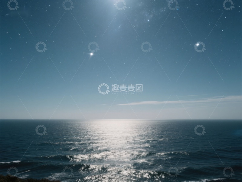高清大图下载【趣麦麦图】夜空下的海洋风光