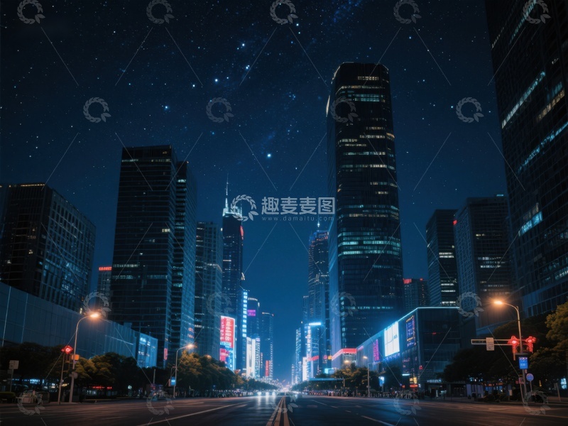 高清大图下载【趣麦麦图】夜幕下的城市天际线