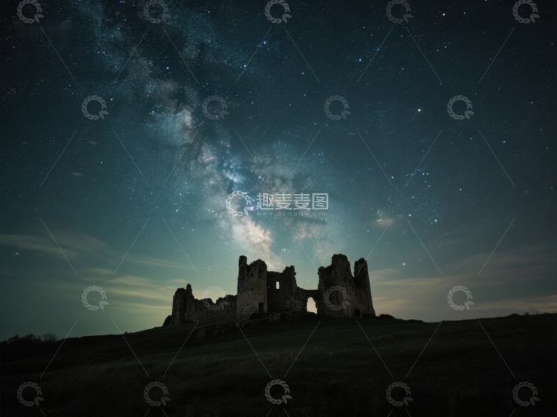 高清大图下载【趣麦麦图】夜空下的古老废墟