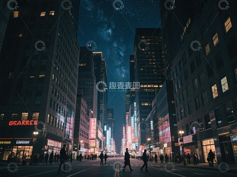 夜空下的城市街景
