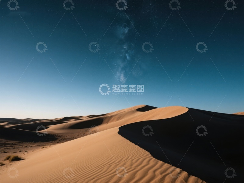 高清大图下载【趣麦麦图】星空下的沙漠沙丘