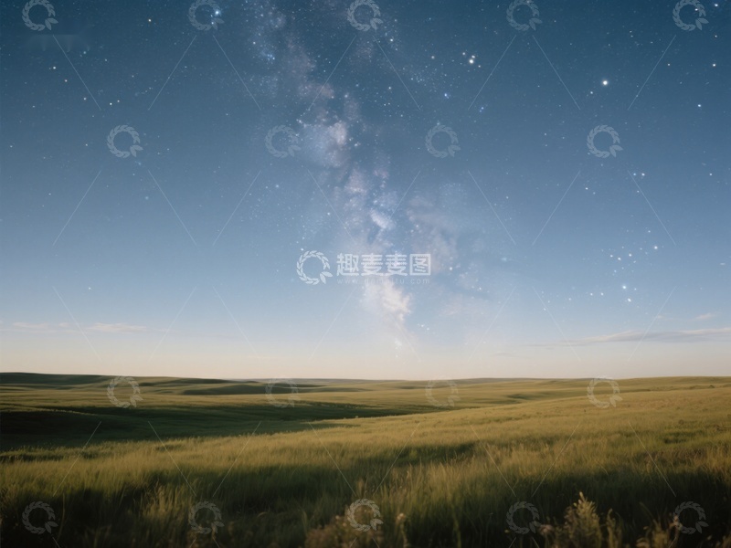 高清大图下载【趣麦麦图】草原夜空下的银河