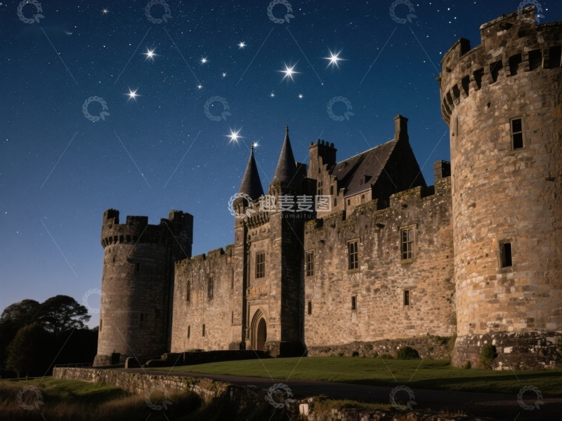 高清大图下载【趣麦麦图】星空下的古老城堡
