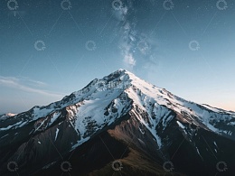 雪山夜景，银河璀璨