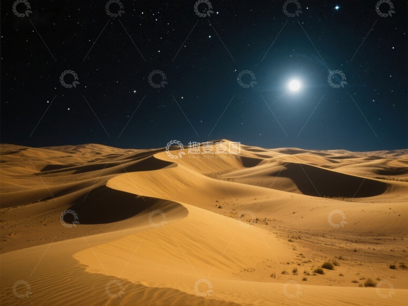 高清大图下载【趣麦麦图】月光下的沙漠沙丘