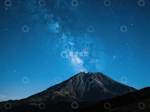 夜空下的火山与银河