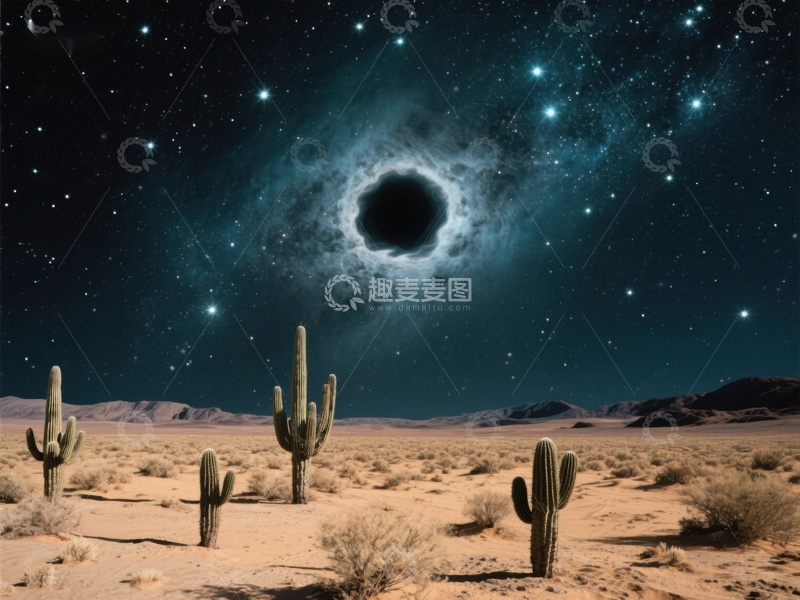 高清大图下载【趣麦麦图】沙漠夜空下的黑洞奇观