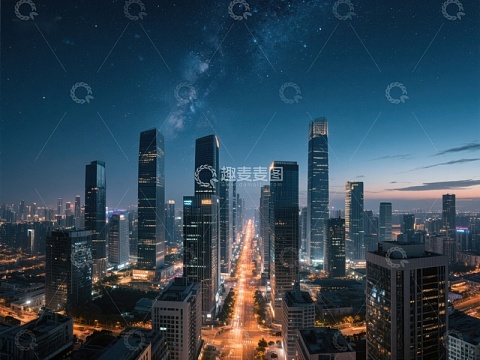 夜幕下的城市天际线
