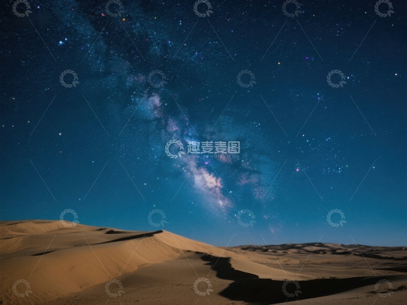 高清大图下载【趣麦麦图】沙漠夜空下的银河美景