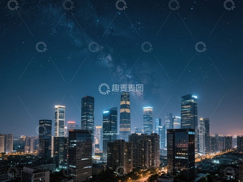 夜空下的城市天际线