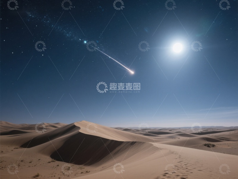 高清大图下载【趣麦麦图】沙漠夜空流星划过