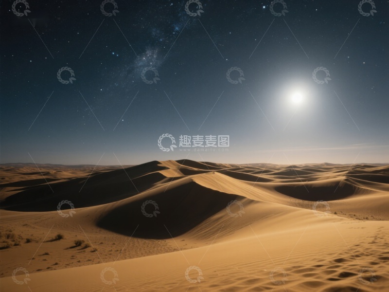 高清大图下载【趣麦麦图】月光下的沙漠沙丘