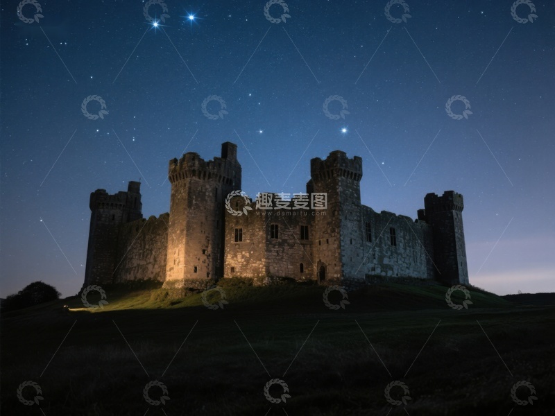 高清大图下载【趣麦麦图】夜空下的古老城堡