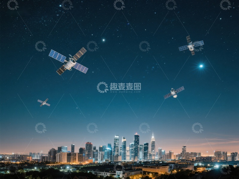 高清大图下载【趣麦麦图】卫星环绕城市夜景