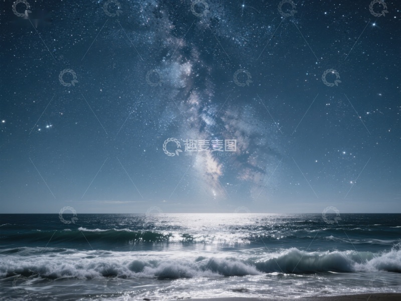 高清大图下载【趣麦麦图】-星空下的海浪