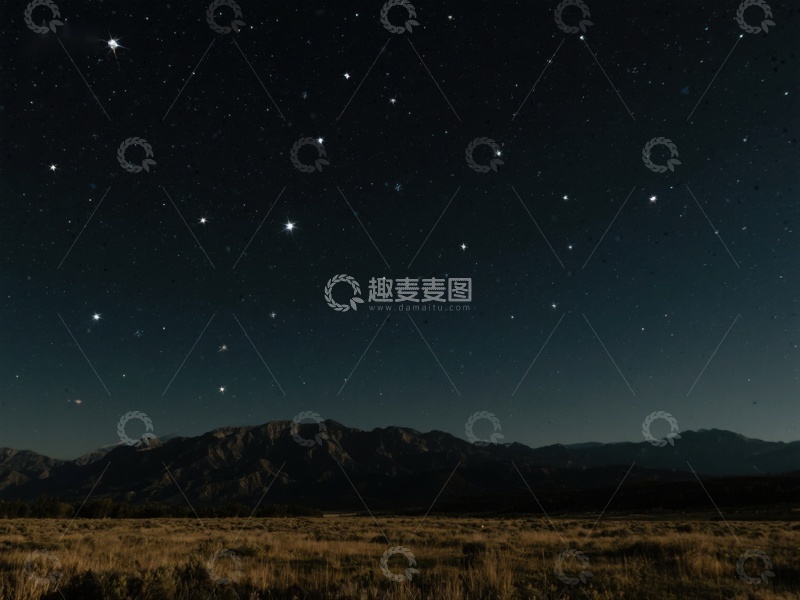 高清大图下载【趣麦麦图】夜空下的山脉与草原