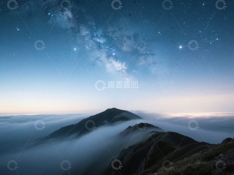 高清大图下载【趣麦麦图】星河璀璨，山峦云海
