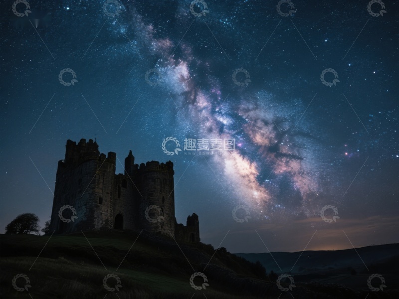 高清大图下载【趣麦麦图】星空下的古老城堡