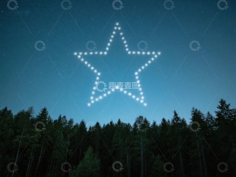 夜空中的星光五角星