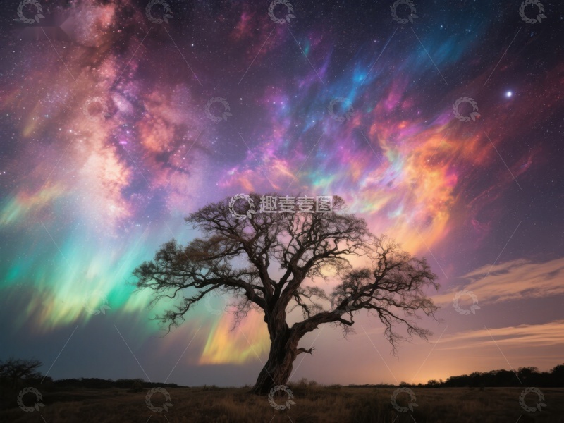 高清大图下载【趣麦麦图】星空下的孤树