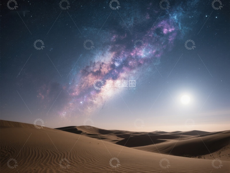 高清大图下载【趣麦麦图】沙漠夜空下的银河美景