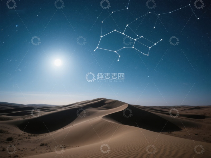高清大图下载【趣麦麦图】沙漠夜景与星座