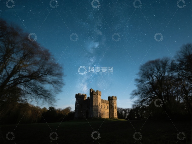 高清大图下载【趣麦麦图】夜空下的古堡
