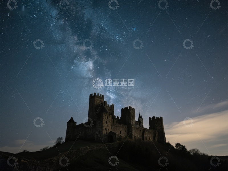 高清大图下载【趣麦麦图】星空下的古老城堡