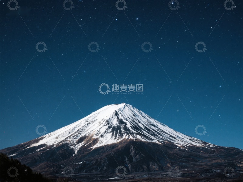 高清大图下载【趣麦麦图】夜空下的雪山