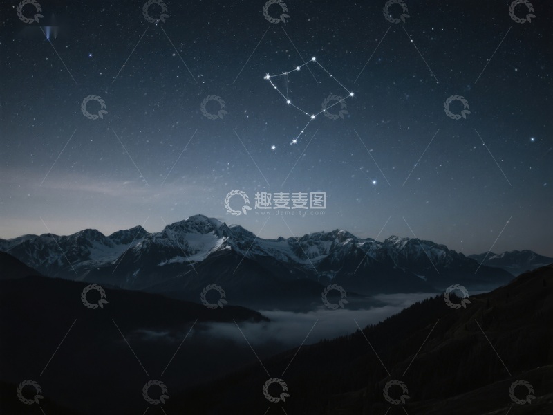 高清大图下载【趣麦麦图】夜空星辰与雪山美景