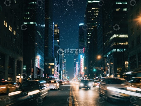 夜幕下的城市街道