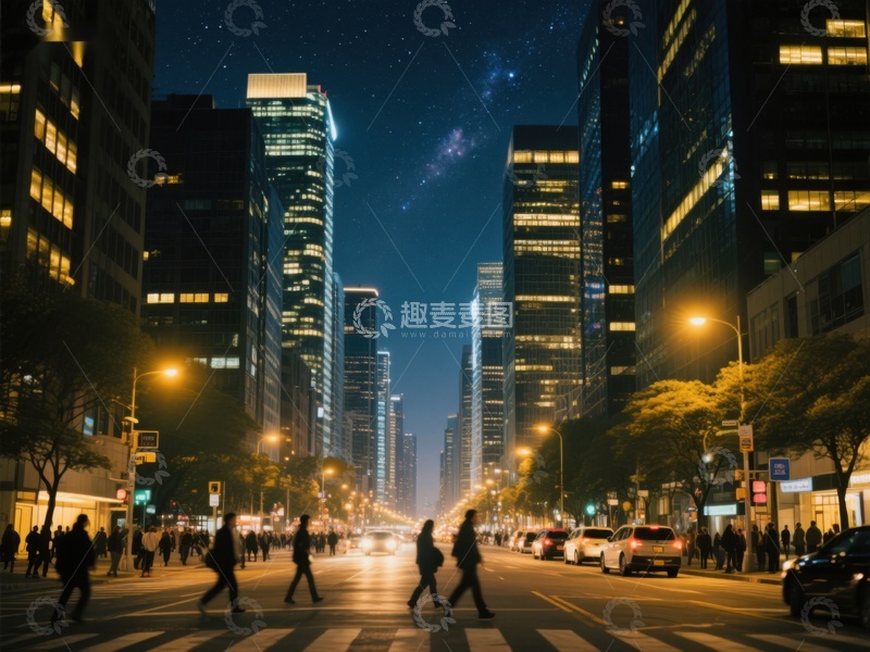 高清大图下载【趣麦麦图】夜幕下的城市街景