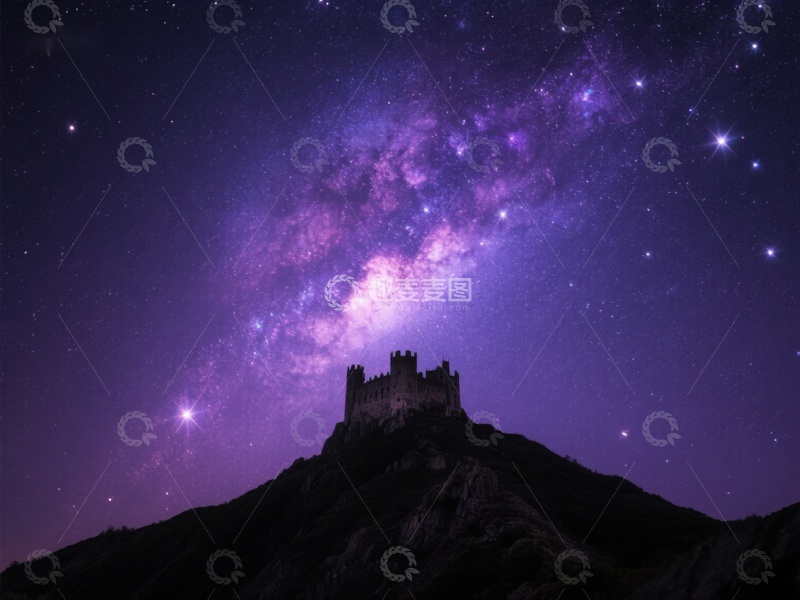 高清大图下载【趣麦麦图】星空下的古堡剪影