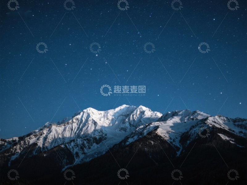 高清大图下载【趣麦麦图】夜空下的雪山