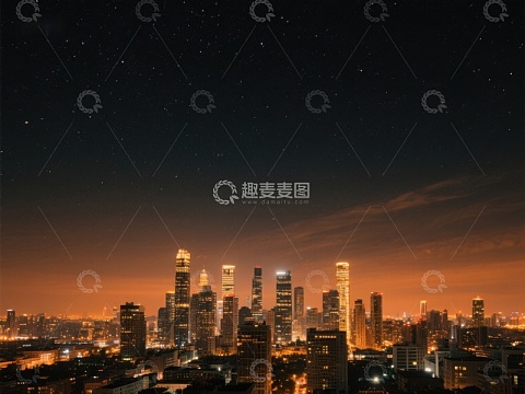 夜幕下的城市天际线