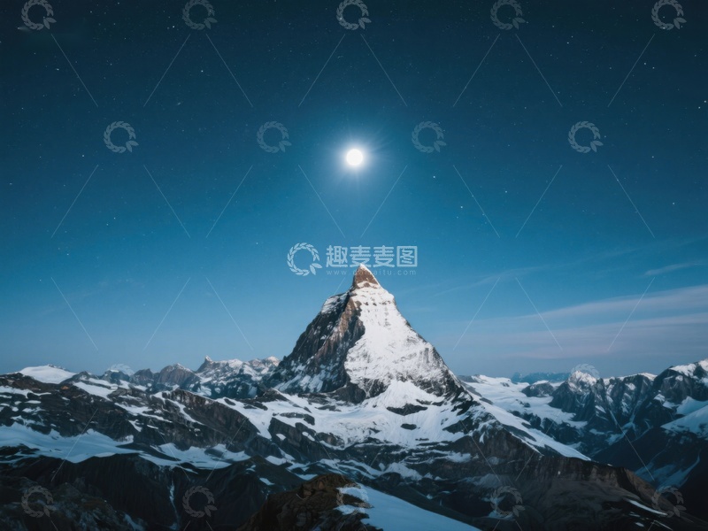 高清大图下载【趣麦麦图】月光下的雪山奇景
